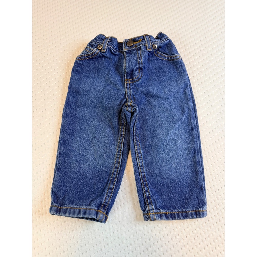Arizona Jean Co Baby Boys Denim Jeans Medium Wash Elastic Waist 9 Months